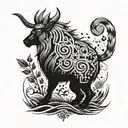 Combine brushstroke patterns with a grunge-inspired tattoo of a mystical Nordic creature tattoo design idea