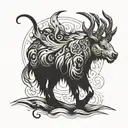 Combine brushstroke patterns with a grunge-inspired tattoo of a mystical Nordic creature tattoo design idea