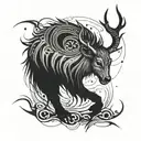 Combine brushstroke patterns with a grunge-inspired tattoo of a mystical Nordic creature tattoo design idea