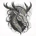 Combine brushstroke patterns with a grunge-inspired tattoo of a mystical Nordic creature tattoo design idea