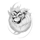 Rose lion moon dove bird tattoo design idea