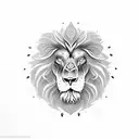 Rose lion moon dove bird tattoo design idea