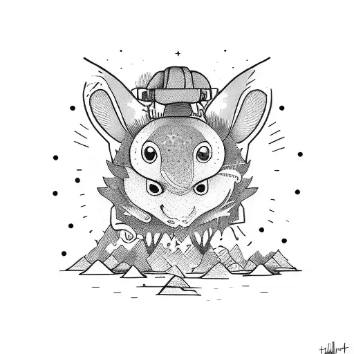 kid with hiking backpack  tattoo design idea