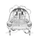 kid with hiking backpack  tattoo design idea