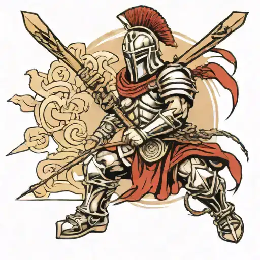 spartan warrior with lacrosse stick tattoo design idea