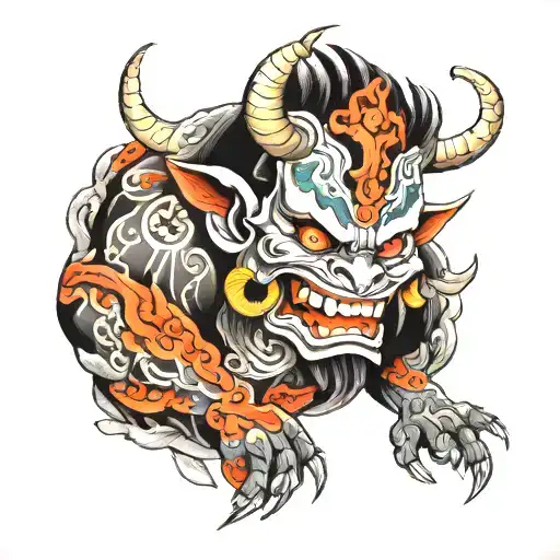 oni mascara tattoo design idea