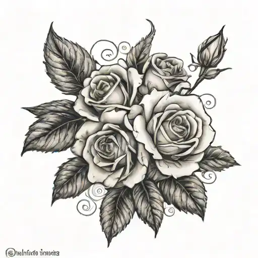 adriana name with roses  tattoo design idea