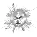 icarus falling down with sun in background  tattoo design idea