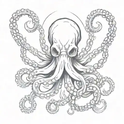 octopus wrapped on anchor  tattoo design idea