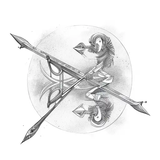 Bow and arrow with name Rohit tattoo design idea
