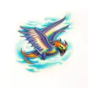 Flying phoenix casting toothless shadow tattoo design idea