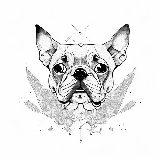 outline of boston terrier tattoo design idea