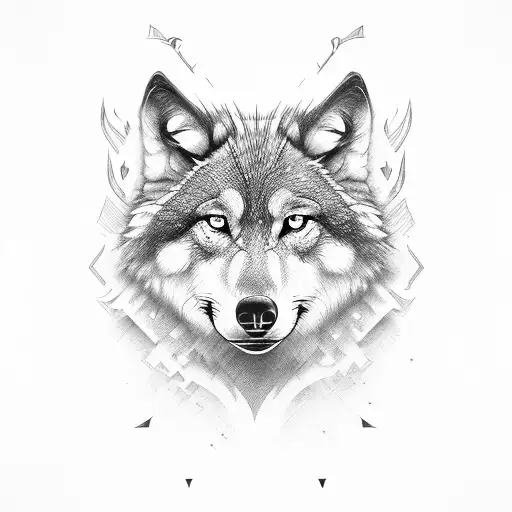 Wolf viking tattoo design idea