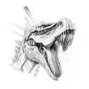 medieval knight attacks trex tattoo design idea