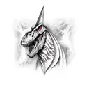 medieval knight attacks trex tattoo design idea