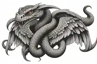 snakes with wings on the upper chest tattoo design idea