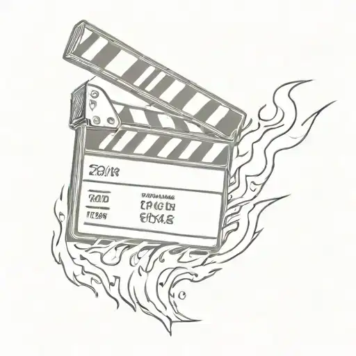 clapperboard on fire tattoo design idea