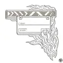 clapperboard on fire tattoo design idea