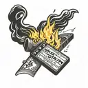 clapperboard on fire tattoo design idea
