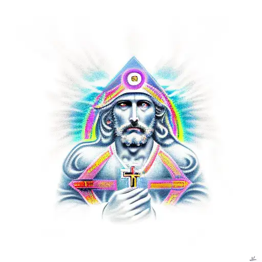 name isaac with heaven and cross memorial  tattoo design idea