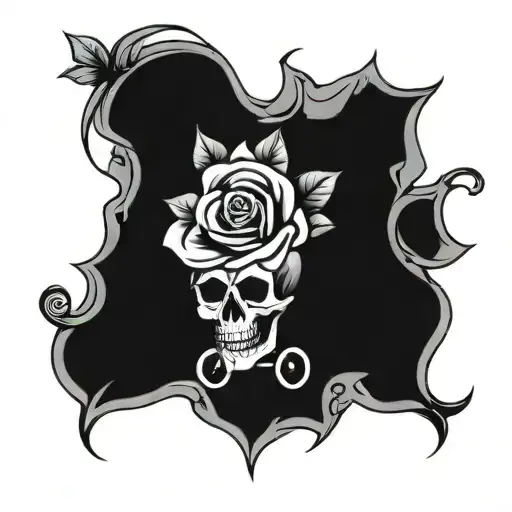 wheelchair bones roses tattoo design idea