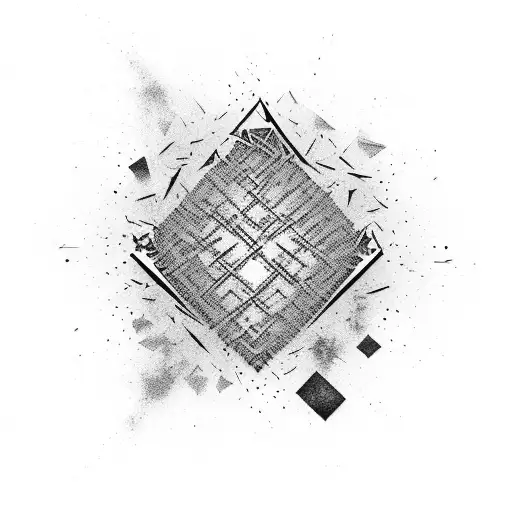 An abstract design of shattered chains with lyrics from your darkest rap verse tattoo design idea