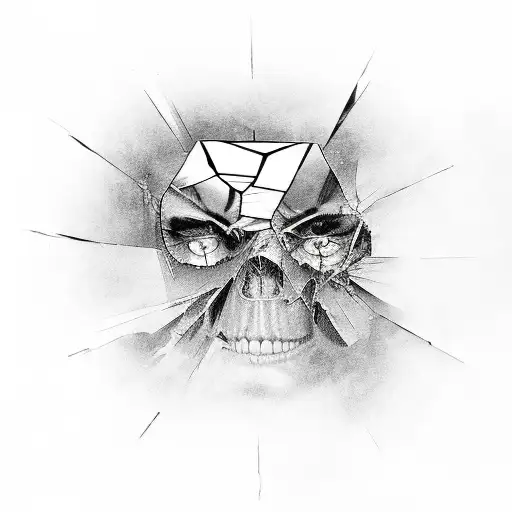 A shattered mirror with lyrics from your favorite dark rap song tattoo design idea