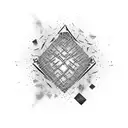 An abstract design of shattered chains with lyrics from your darkest rap verse tattoo design idea