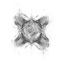 An abstract design of shattered chains with lyrics from your darkest rap verse tattoo design idea