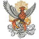 Phoenix rising with spinal column intertwined and nerve tree tattoo design idea