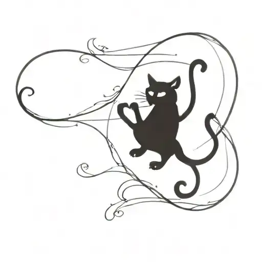 A paradoxical tattoo design featuring a cat chasing its own tail in an artistic style tattoo design idea