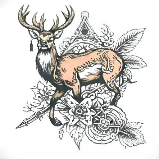 Deer, Duck, Hunting, Feathers, cross, ace of spades  tattoo design idea