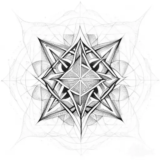 Pentagram surrounded by intricate geometric patterns tattoo design idea