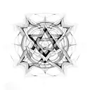 Pentagram surrounded by intricate geometric patterns tattoo design idea