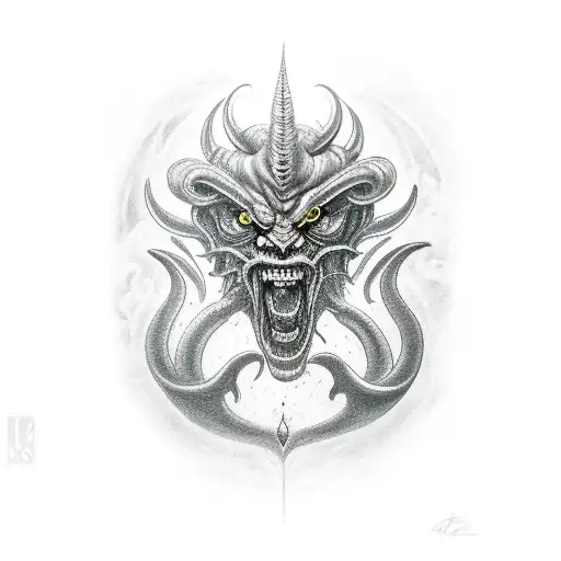 The demon Rahu is hungry tattoo design idea