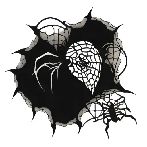 heart made out of spider webs tattoo design idea