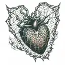 heart made out of spider webs tattoo design idea