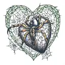 heart made out of spider webs tattoo design idea