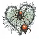 heart made out of spider webs tattoo design idea