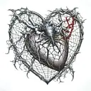 heart made out of spider webs tattoo design idea