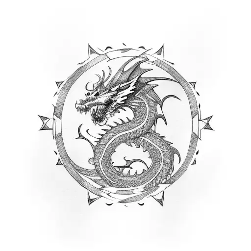 Nordic Dragon full body wrap around tattoo design idea