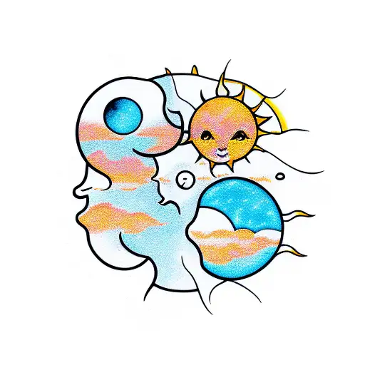 Sun and Moon tattoo design idea