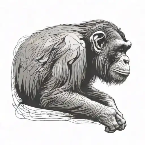 chimpanzee side profile tattoo design idea