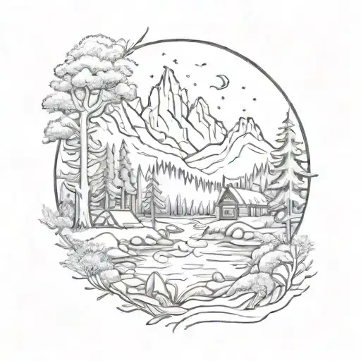 wilderness scene inspired tattoo design idea