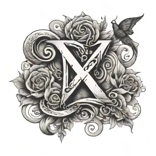 amour infini avec lettre M in the shape tattoo design idea