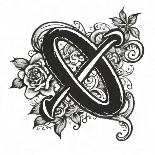 infinite love with letter M inside tattoo design idea