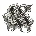 infinite love with letter M inside tattoo design idea