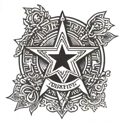 A badge of honor symbolizing sobriety and faith, incorporating elements of Jesus and a sheriff's star tattoo design idea