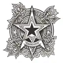 A badge of honor symbolizing sobriety and faith, incorporating elements of Jesus and a sheriff's star tattoo design idea