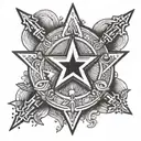 A badge of honor symbolizing sobriety and faith, incorporating elements of Jesus and a sheriff's star tattoo design idea